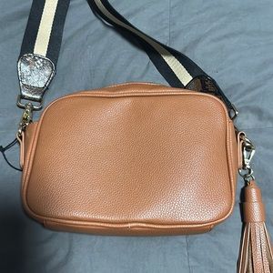 Ah dorned Camel crossbody bag